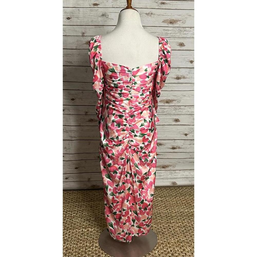 MOTF pink/multicolored heart floral sweetheart neckline maxi dress Size Large - Picture 6 of 9